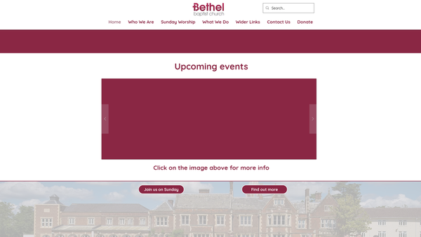 Screenshot of the Bethel Baptist Church Farnham website