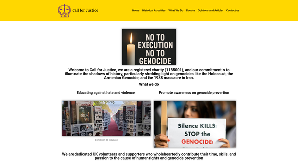 Screenshot of the Call 4 Justice website