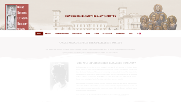 Screenshot of the Grand Duchess Elizabeth Romanov Society website