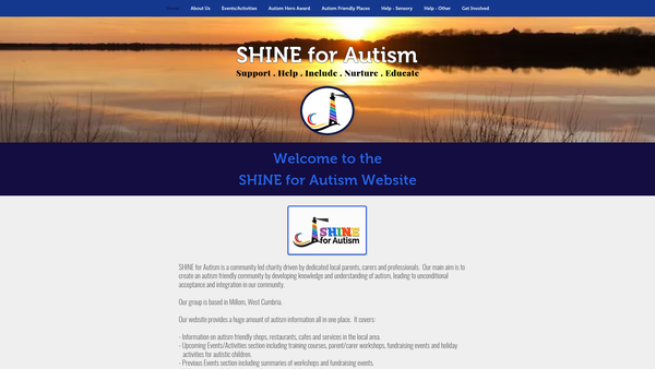 Screenshot of the Shine For Autism website