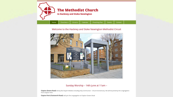 Screenshot of the Stoke Newington Methodist Church website
