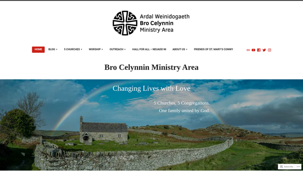 Screenshot of the Ardal Gweinidogaeth Bro Celynnin Ministry Area website