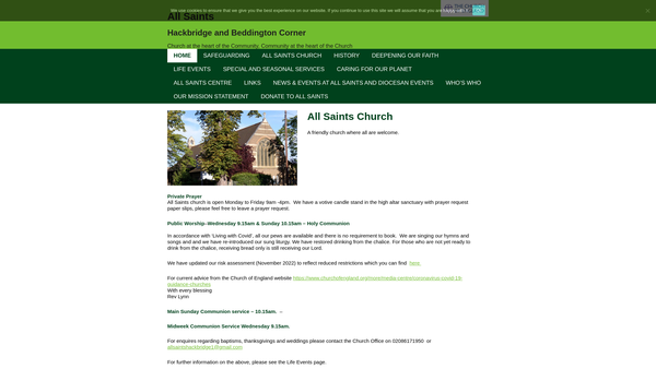 Screenshot of the The Parochial Church Council Of The Ecclesiastical Parish Of Hackbridge And Beddington Corner website
