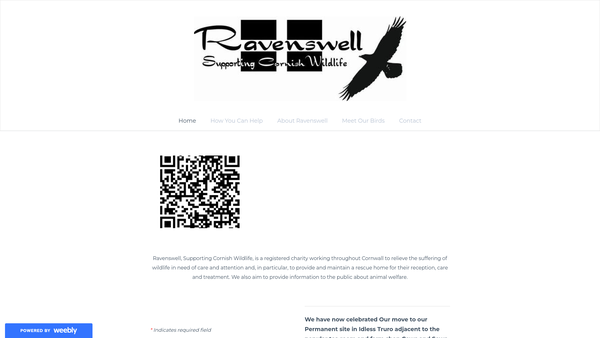 Screenshot of the Ravenswell:supporting Cornish Wildlife website