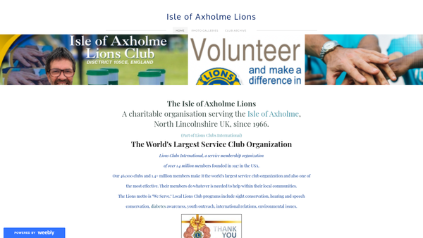 Screenshot of the Isle Of Axholme Lions Club CIO website