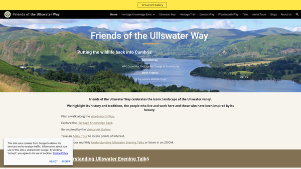 Screenshot of the Friends Of The Ullswater Way website