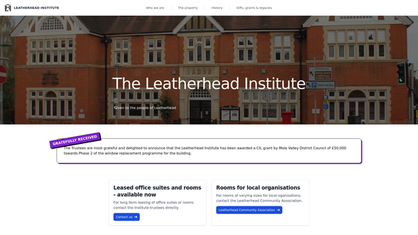 Screenshot of the The Letherhead Institute website