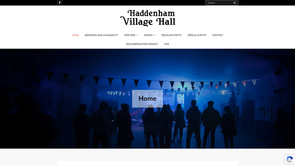 Screenshot of the Haddenham Village Hall CIO website