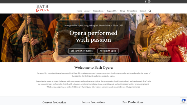 Screenshot of the Bath Opera website