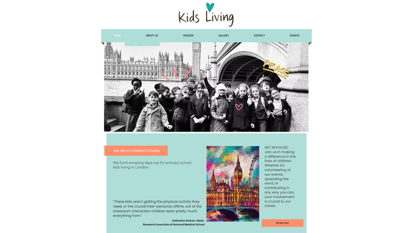 Screenshot of the Kids Living website