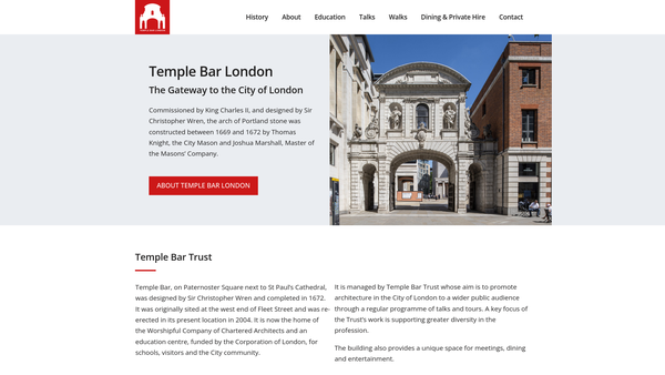 Screenshot of the Temple Bar Trust website
