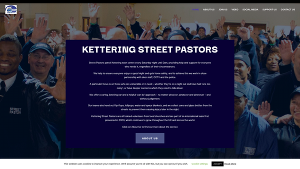 Screenshot of the Kettering Street Pastors website