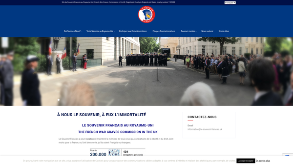 Screenshot of the Le Souvenir Francais Au Royaume-Uni website