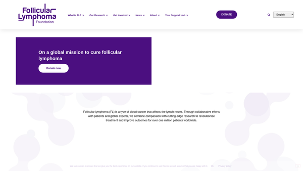 Screenshot of the Follicular Lymphoma Foundation website