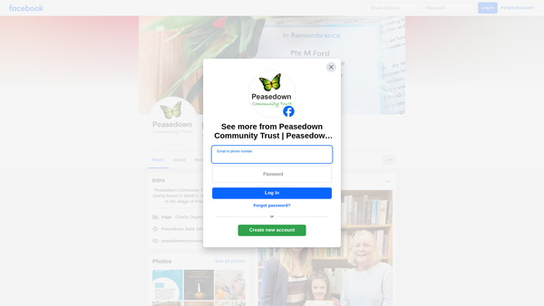 Screenshot of the Peasedown Community Trust website