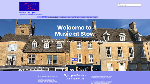 Screenshot of the Music At Stow website