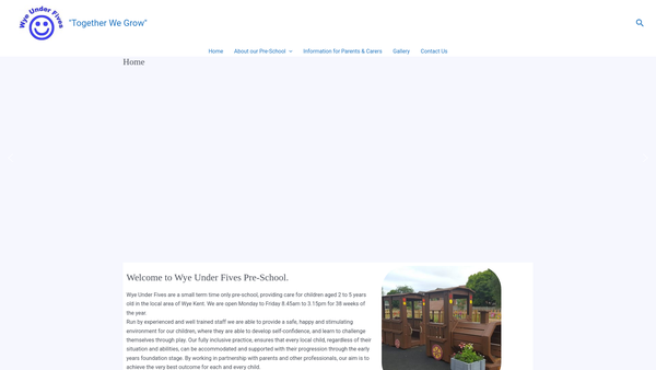 Screenshot of the Wye Under Fives website