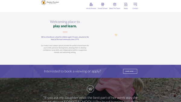 Screenshot of the Chaldon Pre-School website