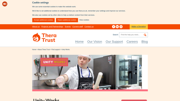Screenshot of the Unity Works Social Enterprises website