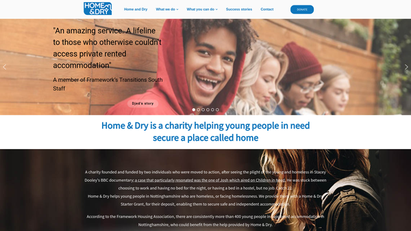 Screenshot of the Home And Dry website
