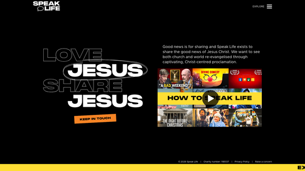 Screenshot of the Speak Life website