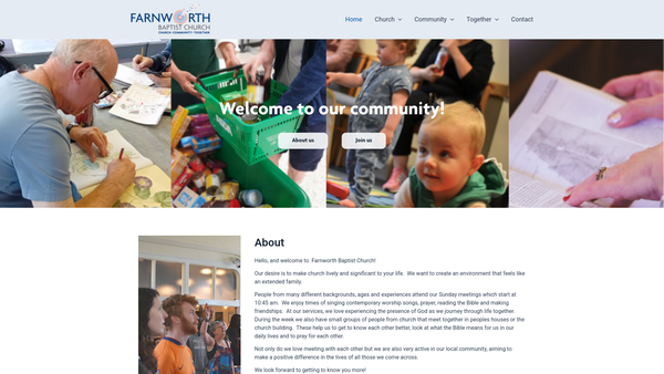 Screenshot of the Farnworth Baptist Church website