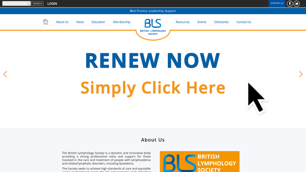 Screenshot of the British Lymphology Society website