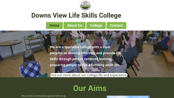 Screenshot of the Downs View Life Skills College website