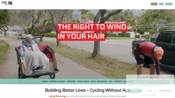 Screenshot of the Cycling Without Age Weymouth website