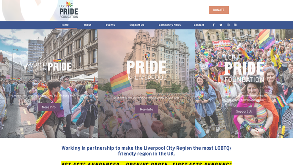 Screenshot of the Lcr Pride Foundation website