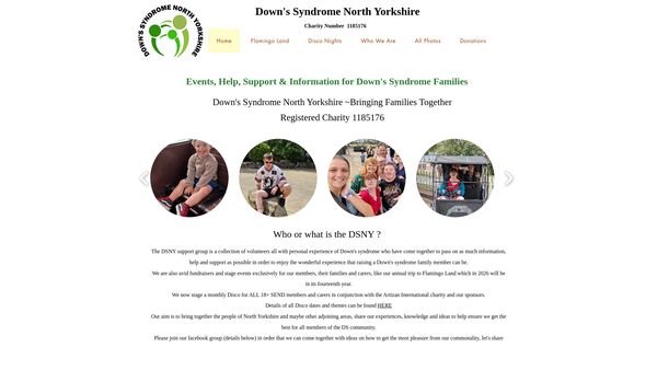 Screenshot of the Down's Syndrome North Yorkshire Support Group website