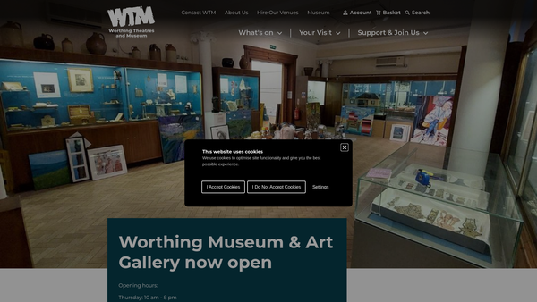 Screenshot of the Worthing Theatres & Museum website