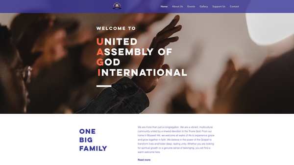 Screenshot of the United Assembly Of God International website