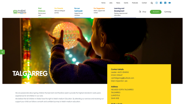 Screenshot of the Cylch Meithrin Talgarreg website