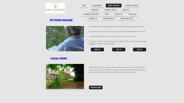 Screenshot of the St Mary The Virgin Alveley Parochial Church Council website