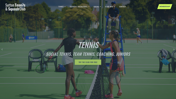 Screenshot of the Sutton Tennis & Squash Club website