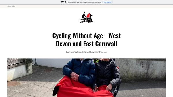 Screenshot of the Cycling Without Age- West Devon And East Cornwall website