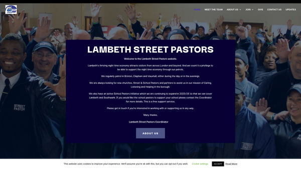 Screenshot of the Lambeth Street Pastors website