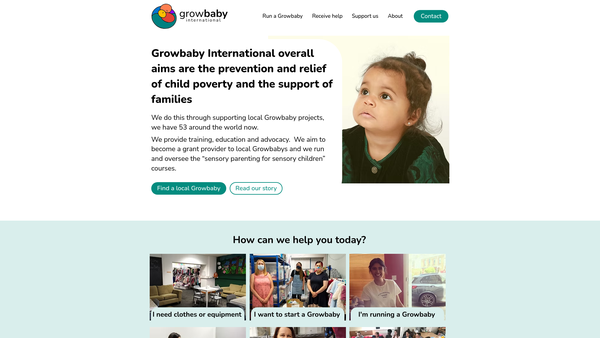 Screenshot of the Growbaby International website