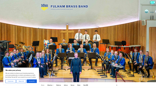 Screenshot of the Fulham Brass Band website