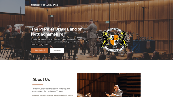 Screenshot of the The Thoresby Colliery Band website