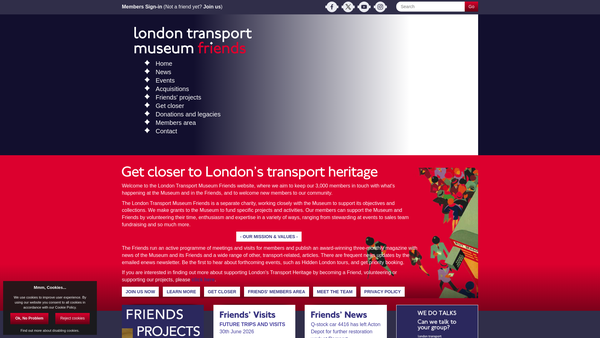 Screenshot of the London Transport Museum Friends website