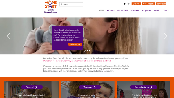 Screenshot of the Home-Start Warwickshire website