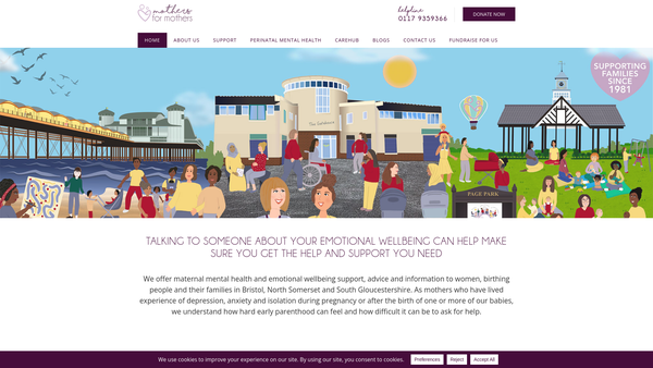 Screenshot of the Mothers For Mothers website