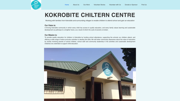 Screenshot of the Kokrobite Chiltern Centre website