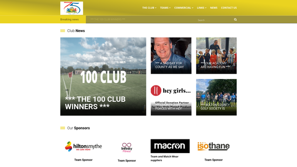 Screenshot of the Bolton County FC Limited website