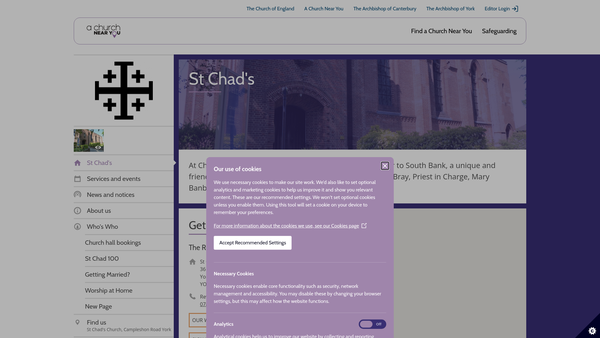 Screenshot of the The Parochial Church Council Of The Ecclesiastical Parish Of St Chad's, York. website