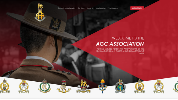 Screenshot of the The Adjutant General's Corps Association website
