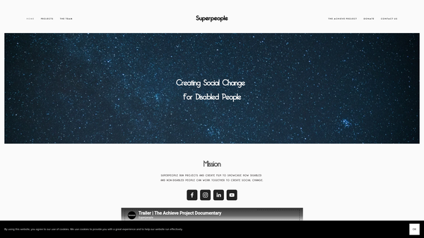Screenshot of the Superpeople Films website