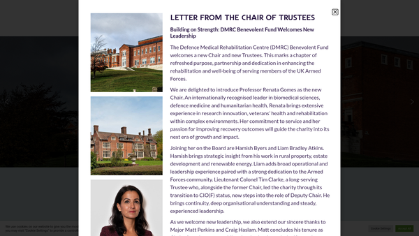 Screenshot of the Defence Medical Rehabilitation Centre Benevolent Fund website
